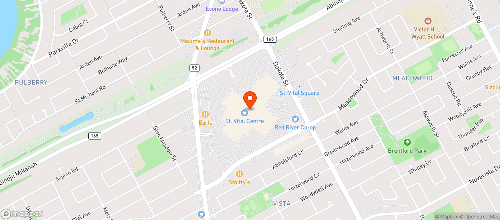 Map showing London Drugs - St. Vital Shopping Ctr