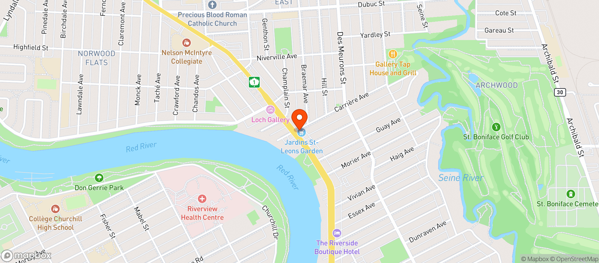 Map showing Jardins St-Leon Gardens