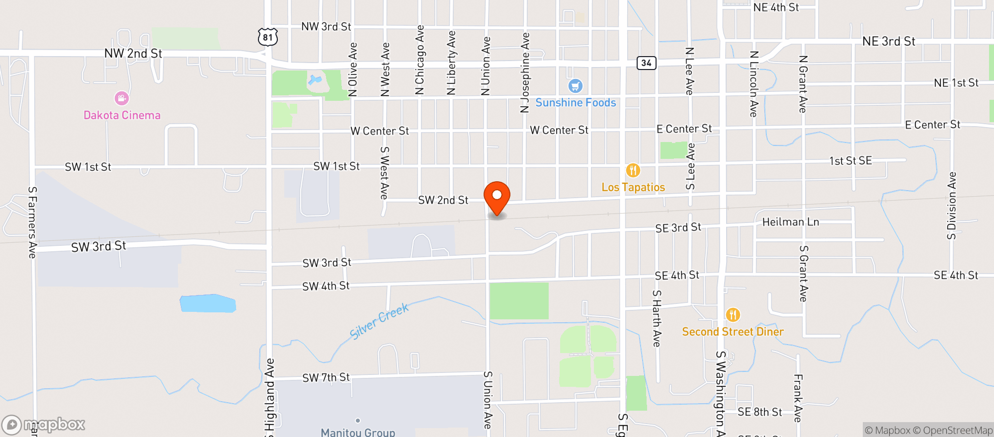 Map showing Kwik Star