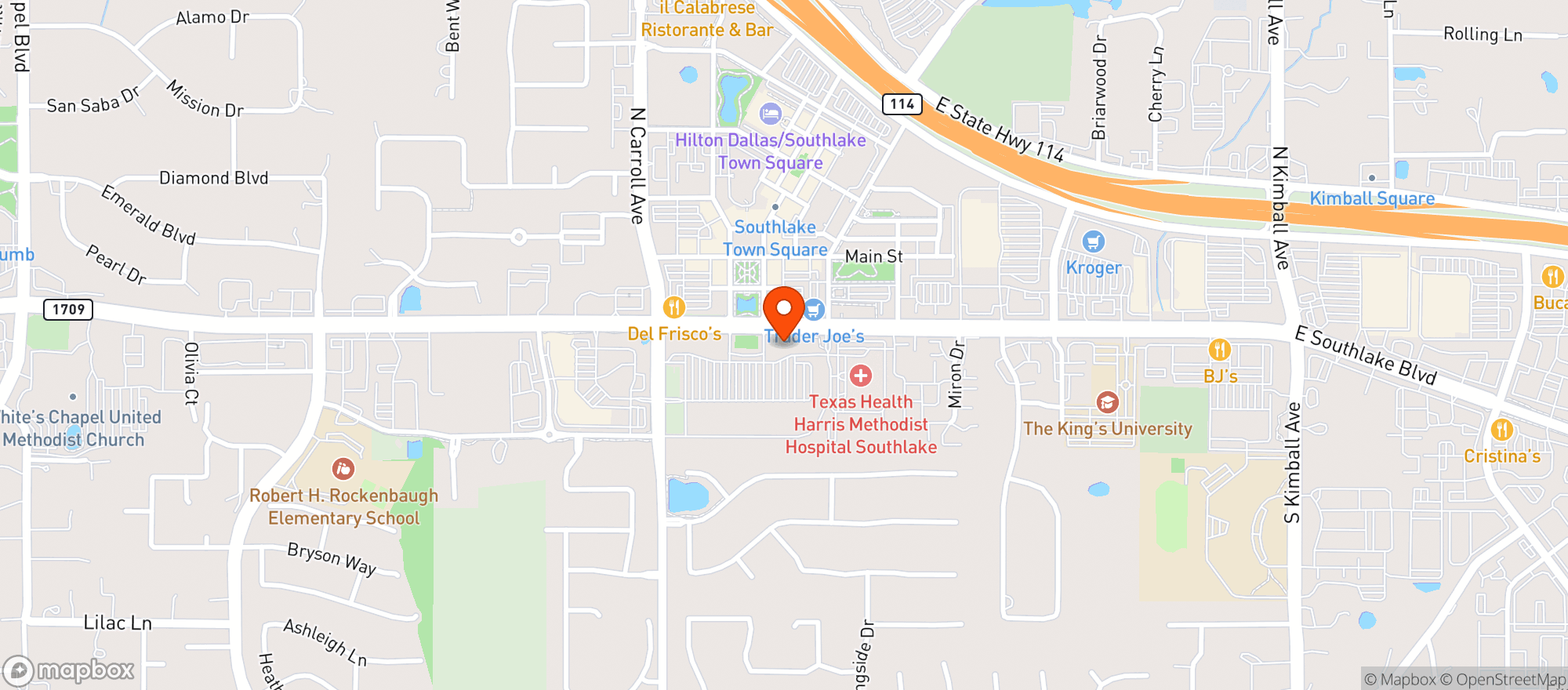 Map showing Cork & Pig Tavern - Southlake