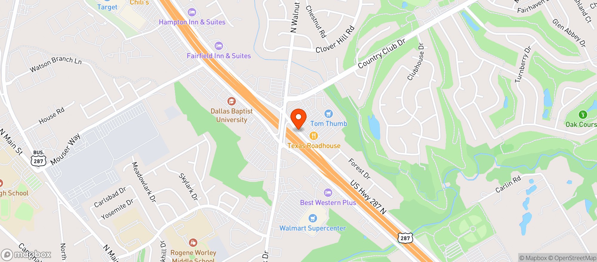 Map showing Texas Roadhouse