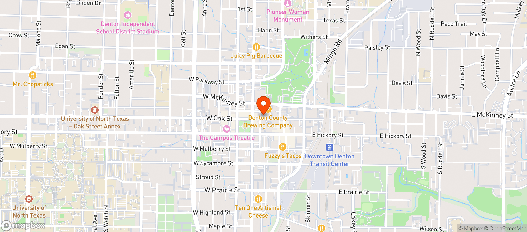 Map showing Eastside Denton