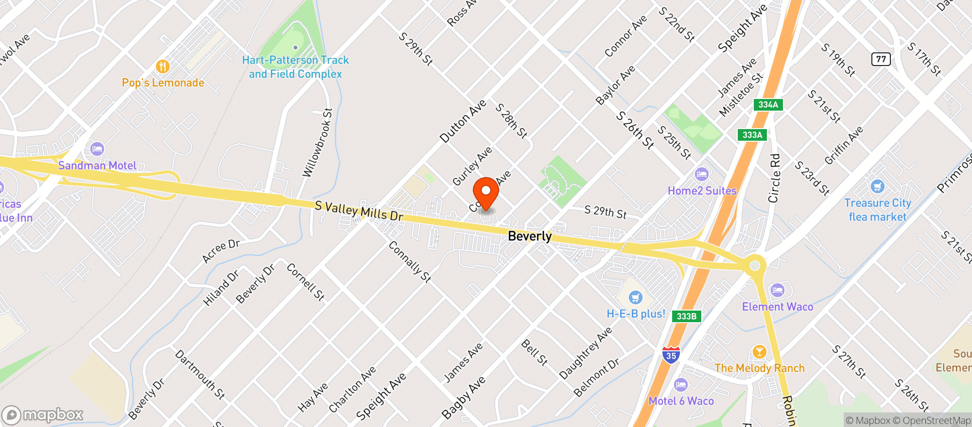 Map showing SPEC'S - WACO