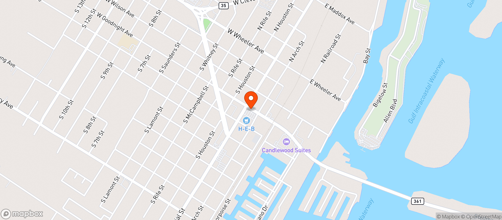 Map showing H E B Food Store