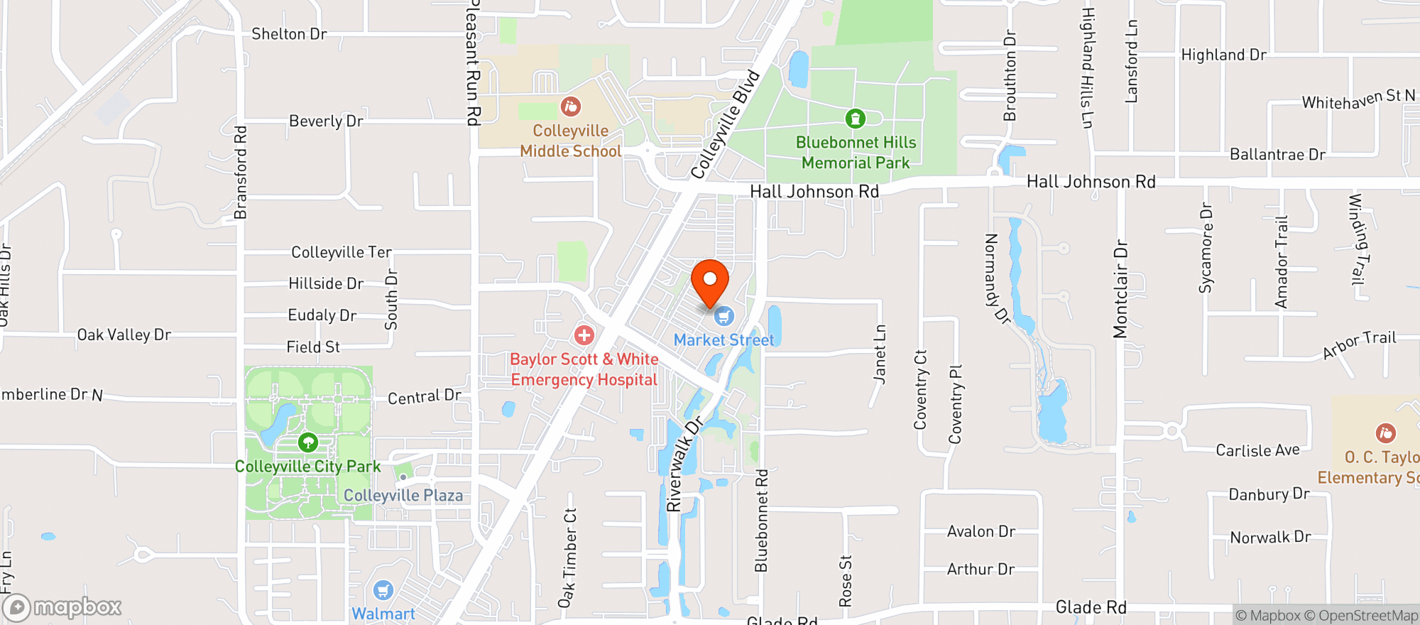 Map showing Market Street