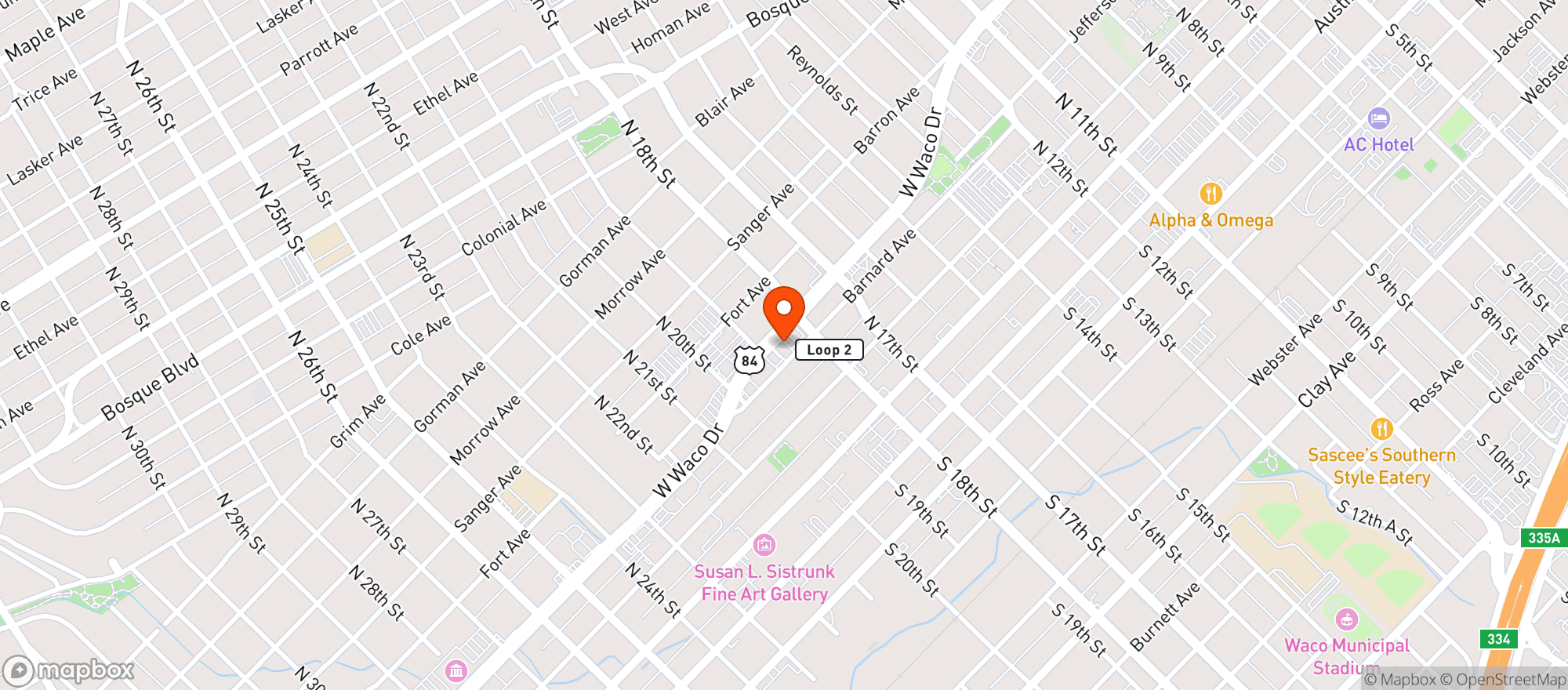 Map showing Smoke Shop. 24 Stop