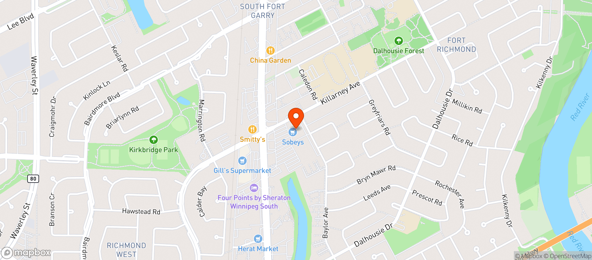 Map showing Sobeys #5037 Pembina