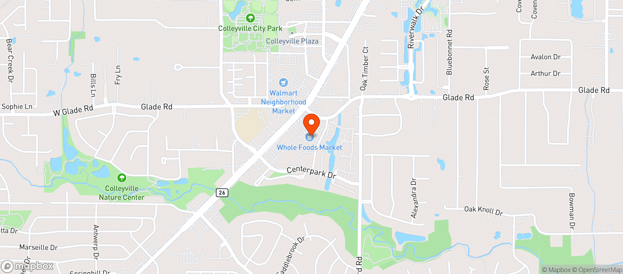 Map showing Whole Foods Market - Colleyville