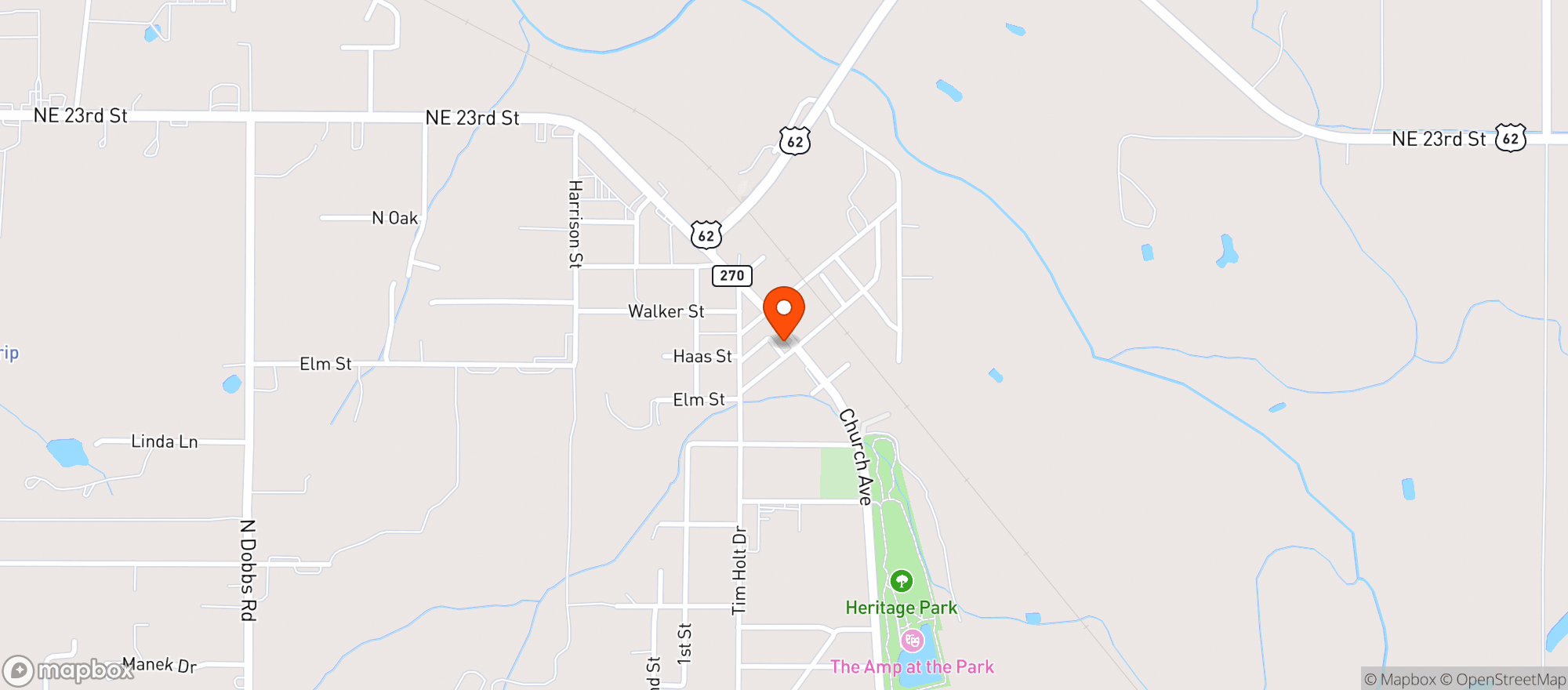 Map showing CHURCH AVE SPIRITS - HARRAH