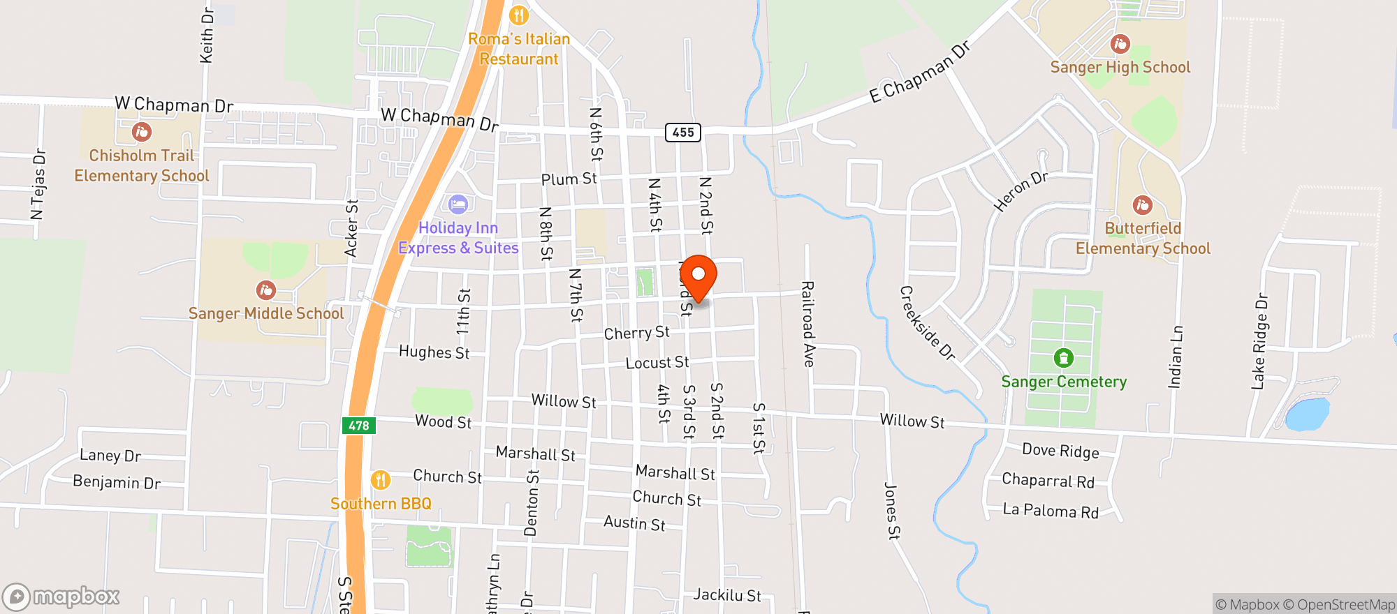 Map showing Uptown Rail Brewery