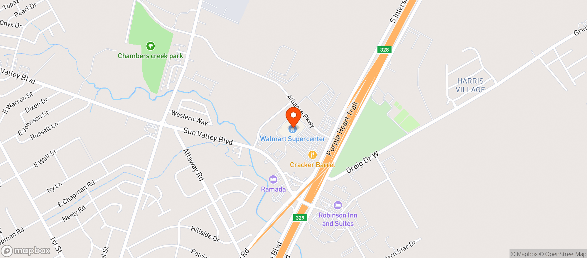 Map showing Walmart Supercenter #7156