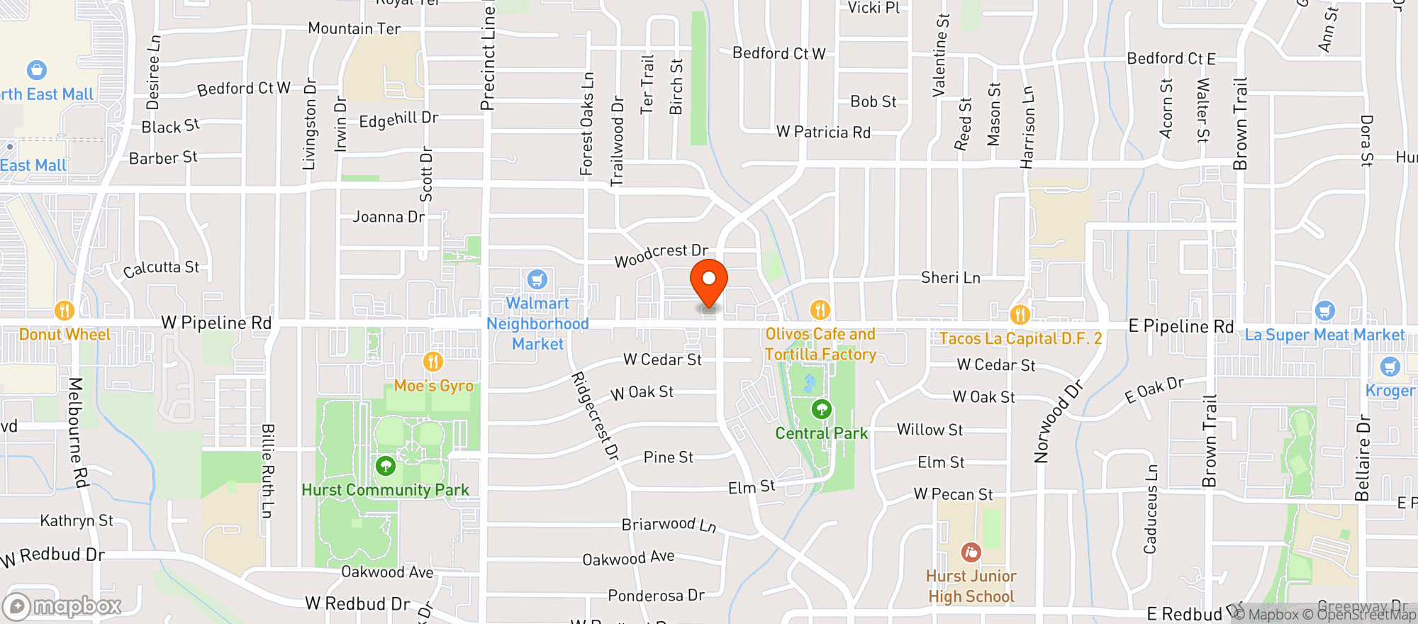 Map showing Hurst Lucky Mart