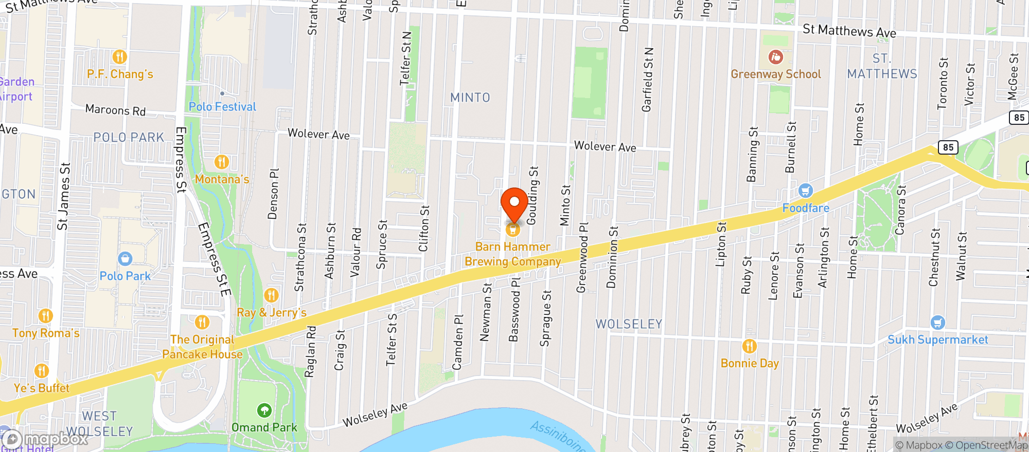 Map showing Barn Hammer Brewing