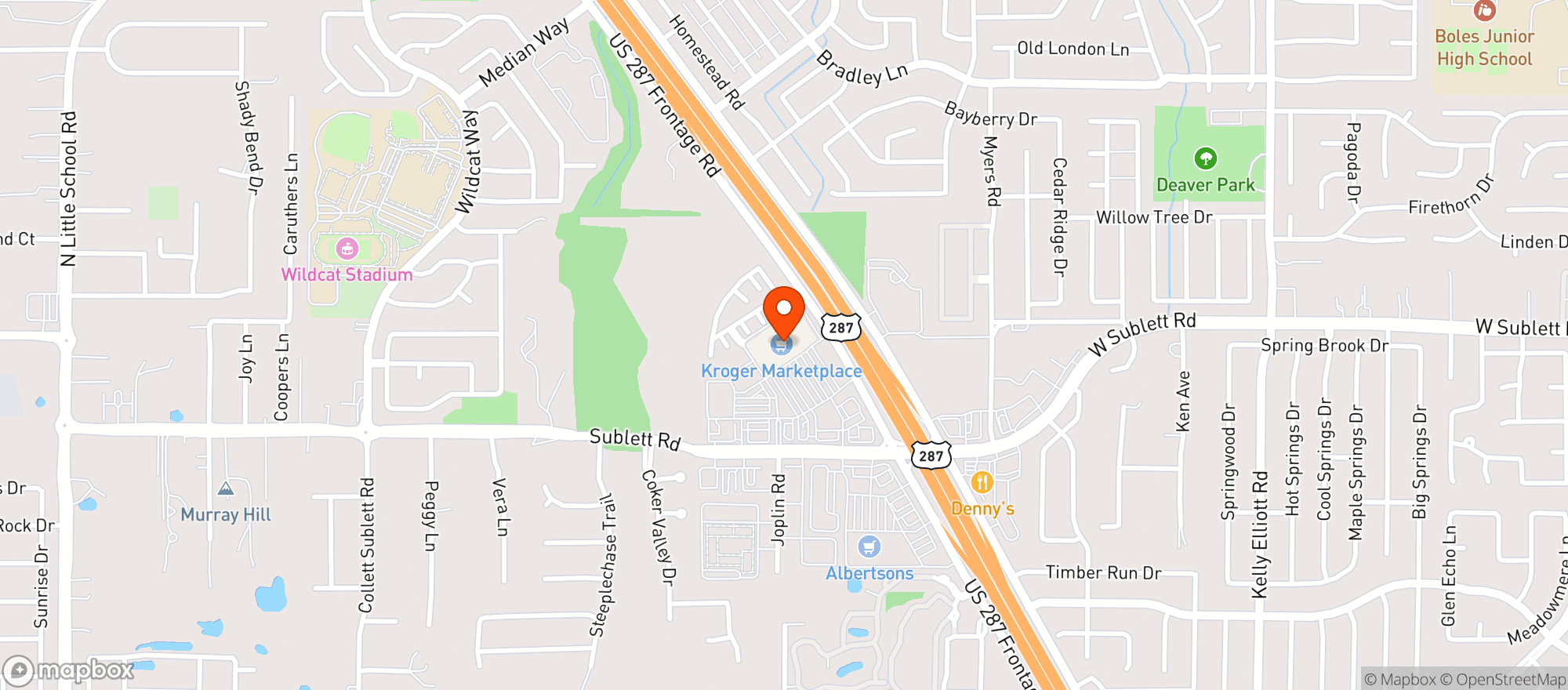 Map showing Kroger Marketplace #592