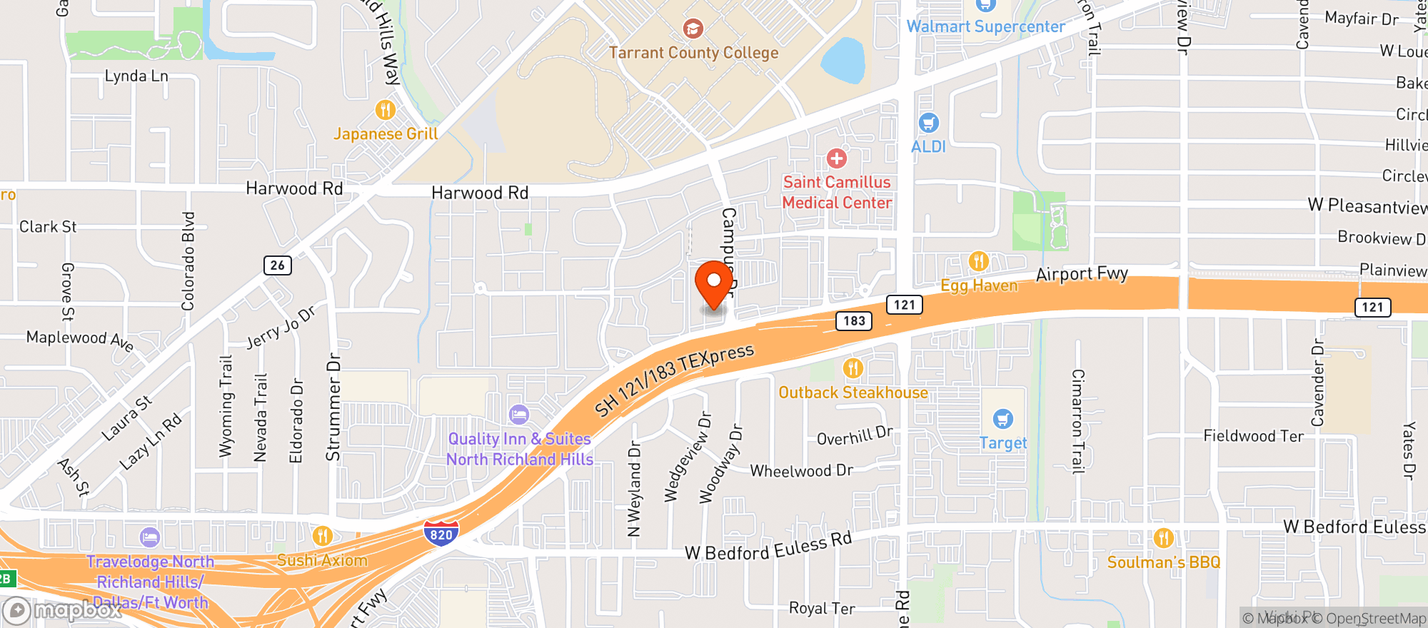 Map showing Broncos Sports Bar & Grill