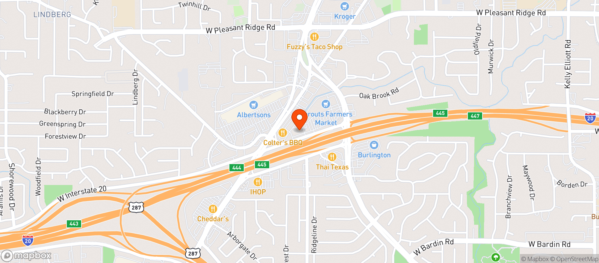 Map showing Hooters