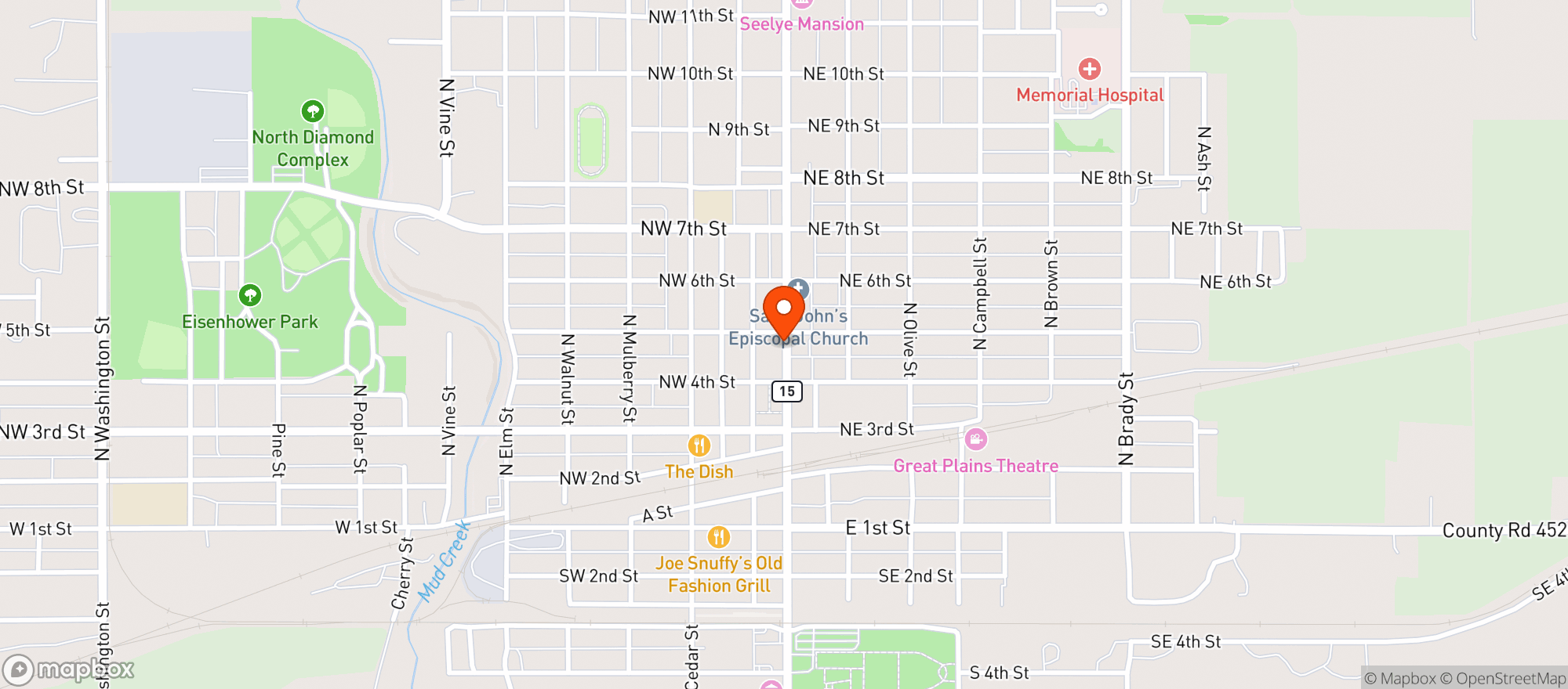 Map showing Meysenburgs Liquor Store