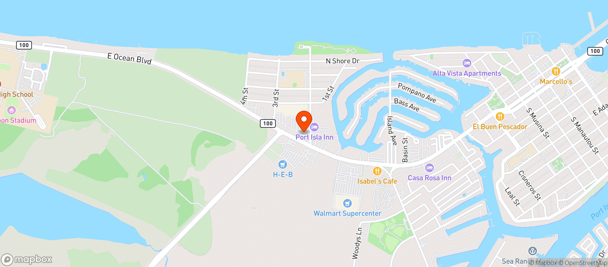 Map showing Feldmans Port Isabel