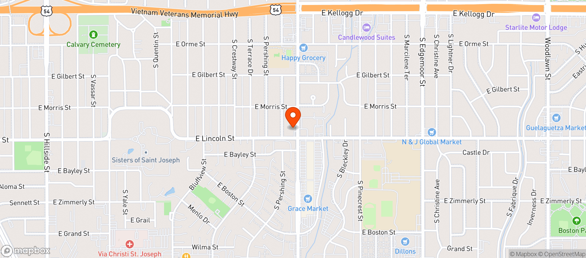 Map showing Dave S Liquor Store