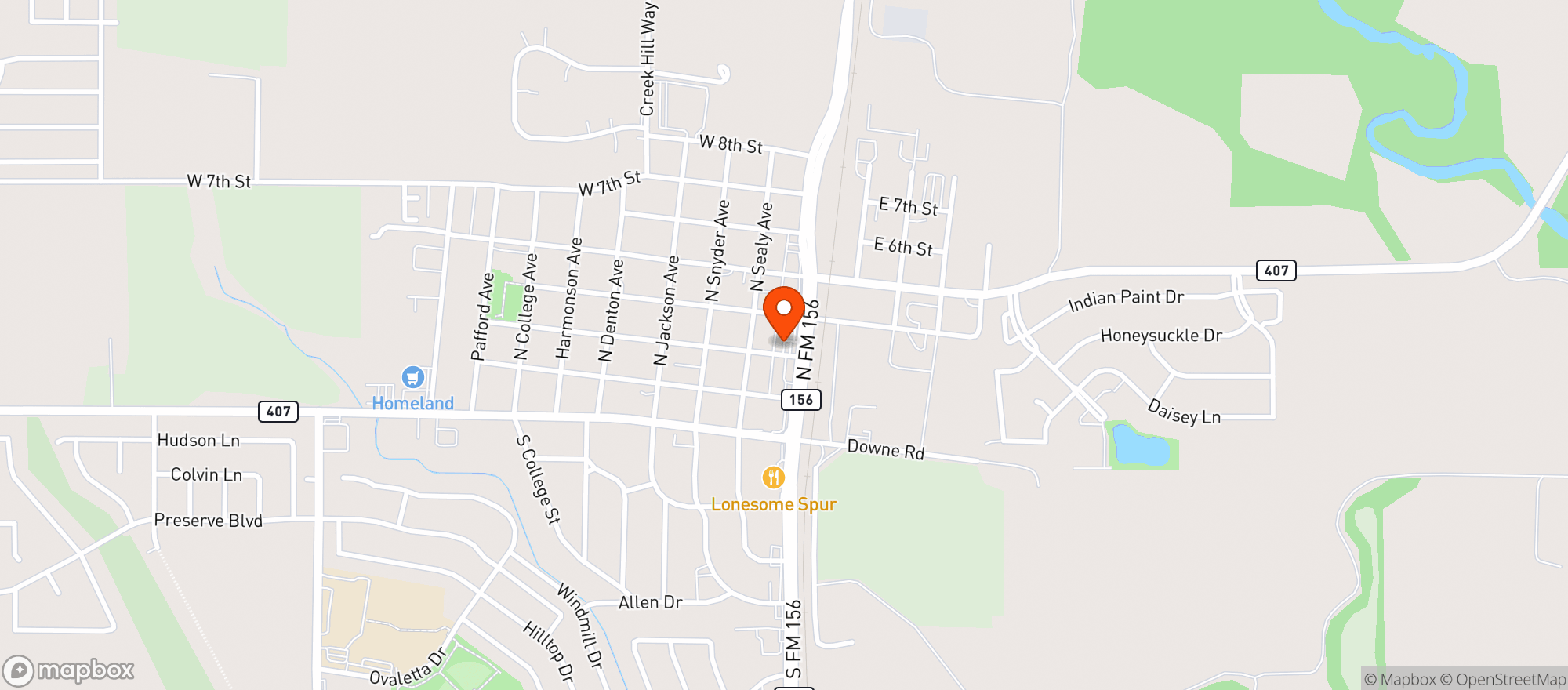 Map showing Williams Drive In #1716