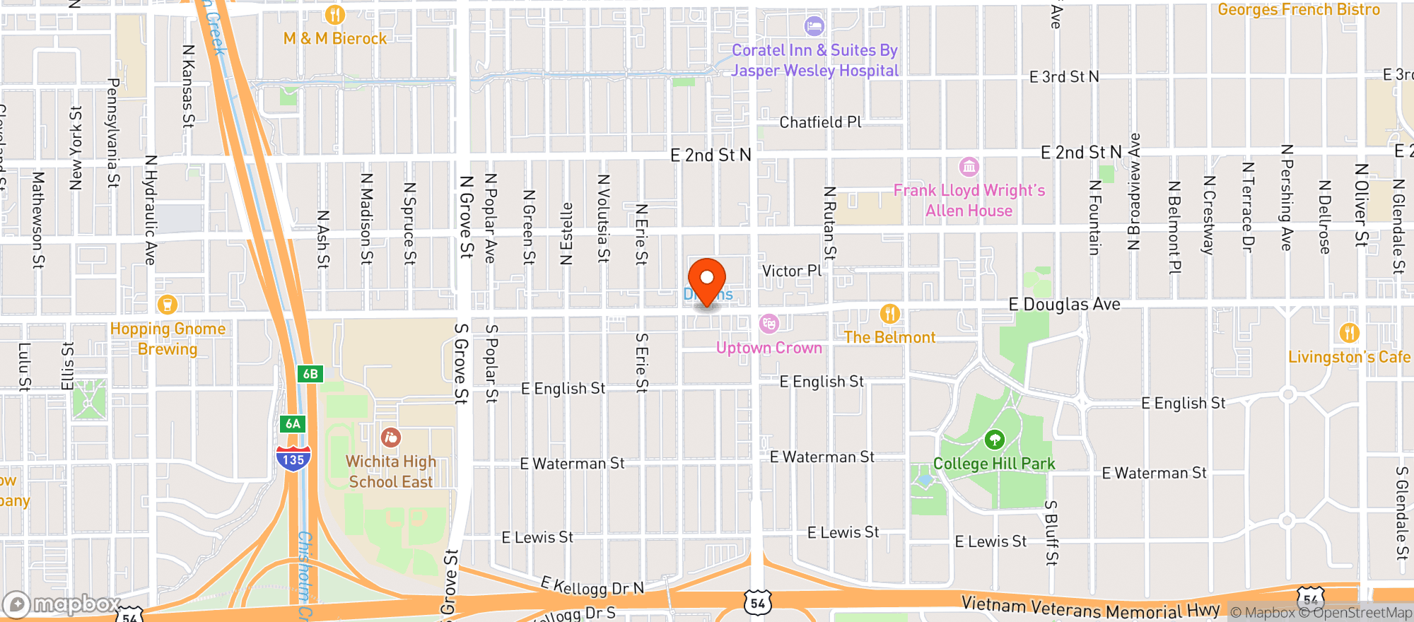 Map showing Dillons