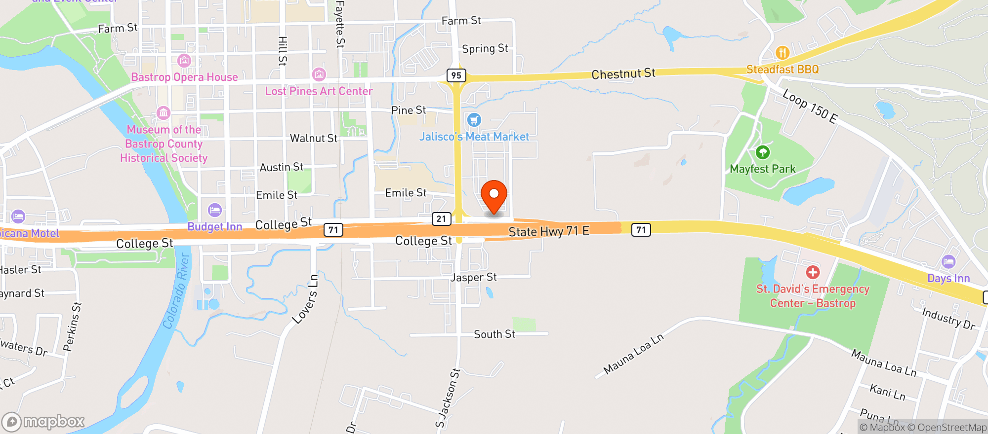 Map showing Buc Ees