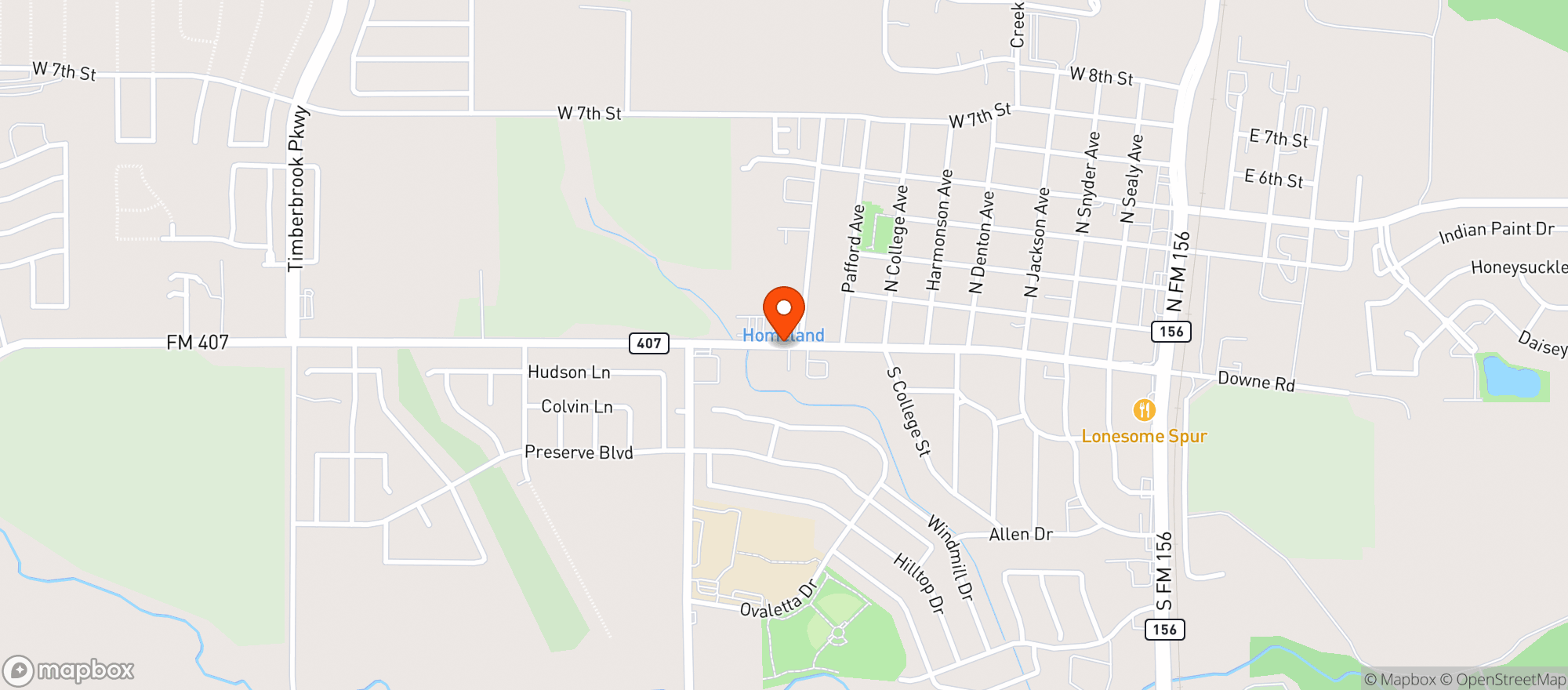 Map showing Homeland Stores