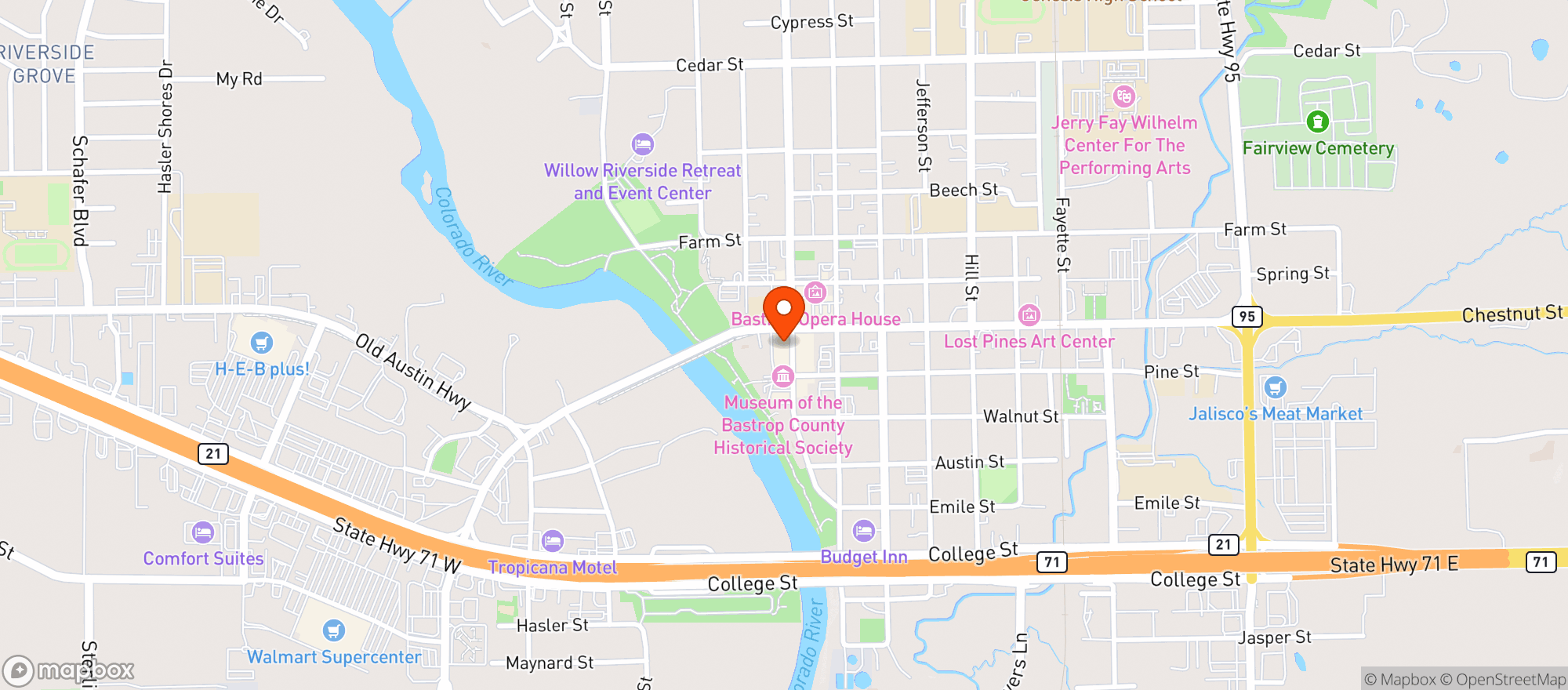 Map showing Pluto’s Wine Bar