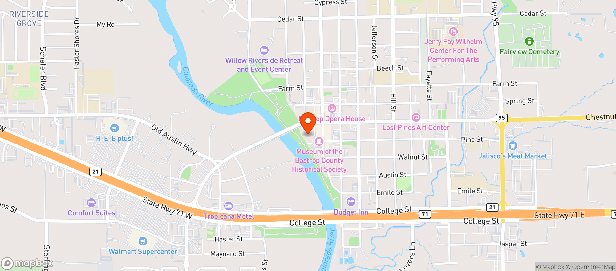 Map showing Neighbors & Iron Bridge Ice House