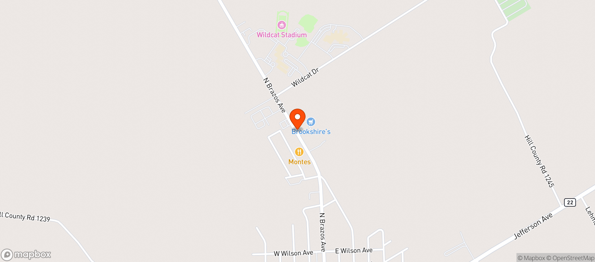 Map showing Brookshire Food Store