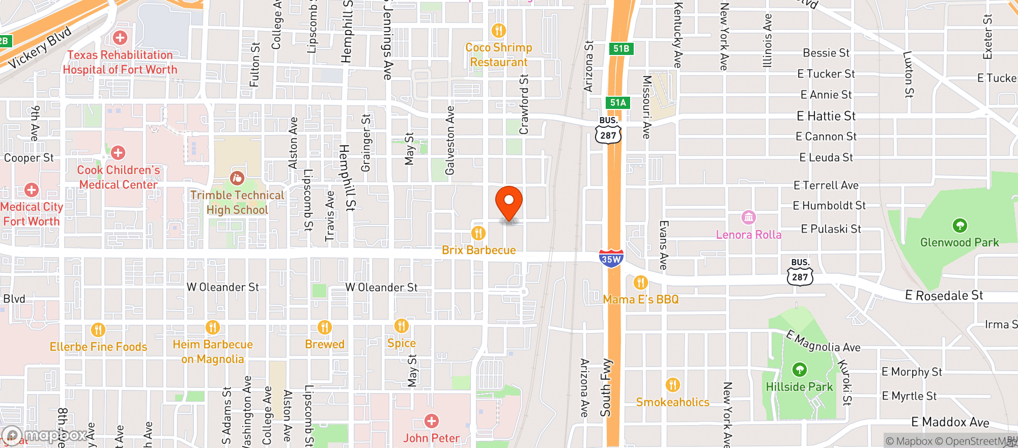 Map showing Our Taphouse - Fort Worth