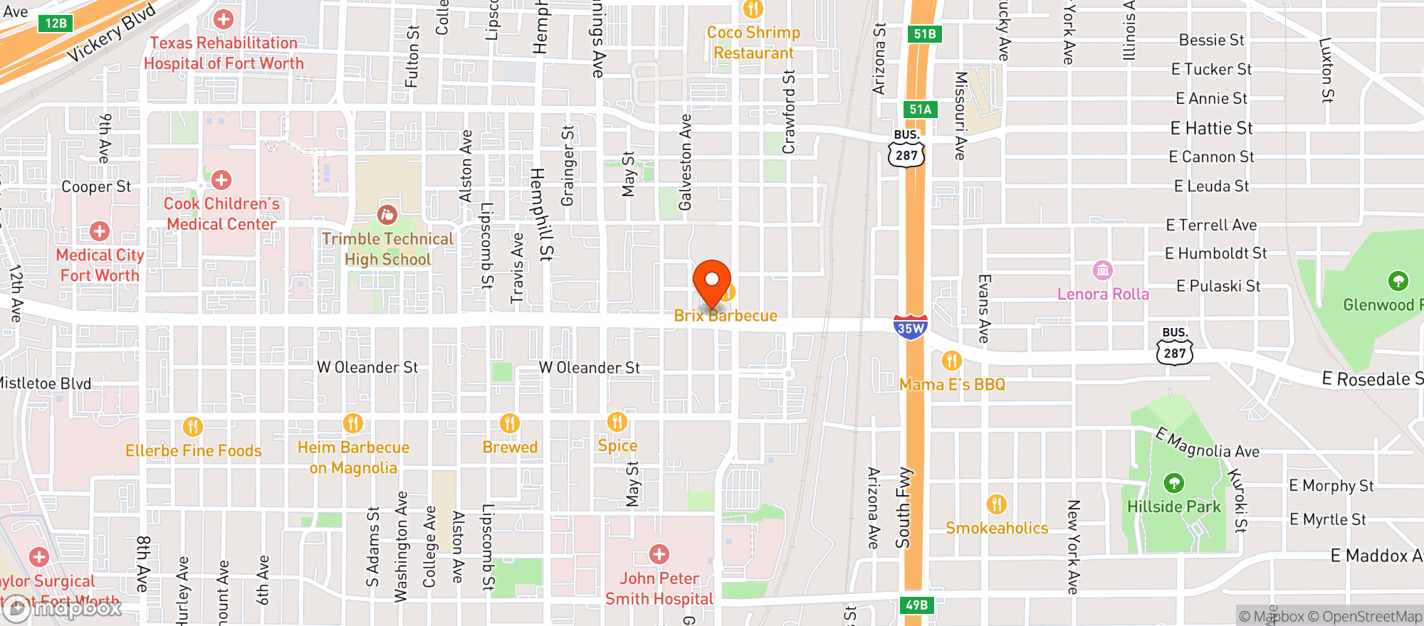 Map showing The Down N Out
