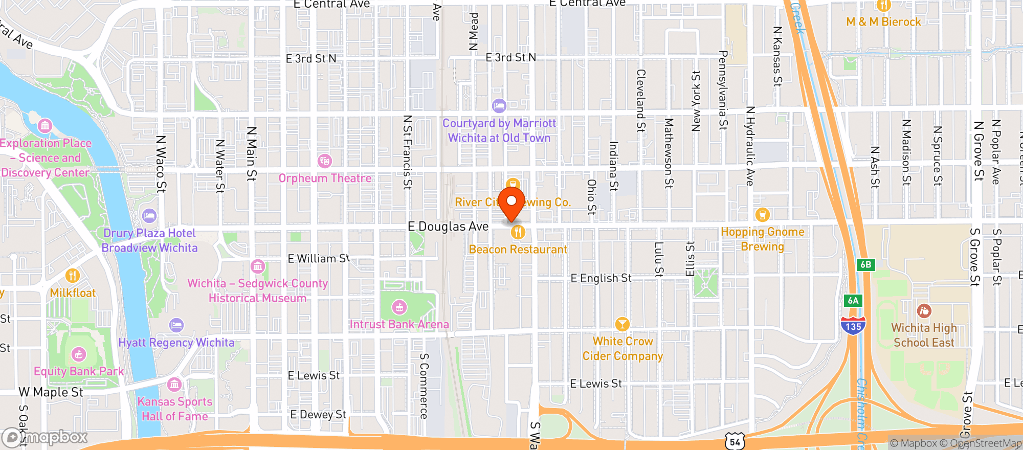 Map showing Larkspur Restaurant