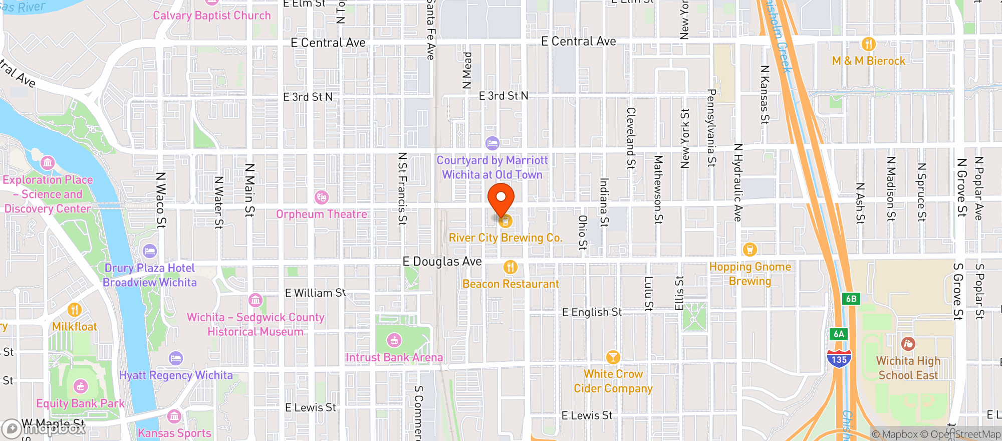 Map showing River City Brewing Company