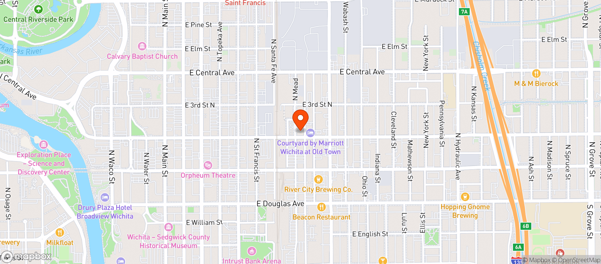 Map showing Old Chicago - Wichita Old Town