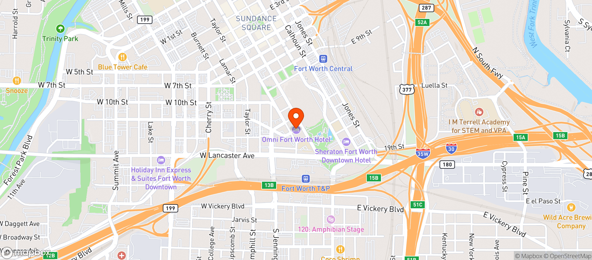 Map showing Omni Hotel #1800