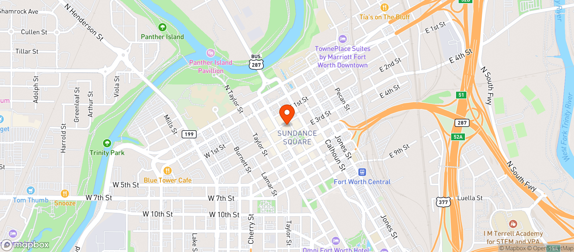 Map showing Riscky's Bbq