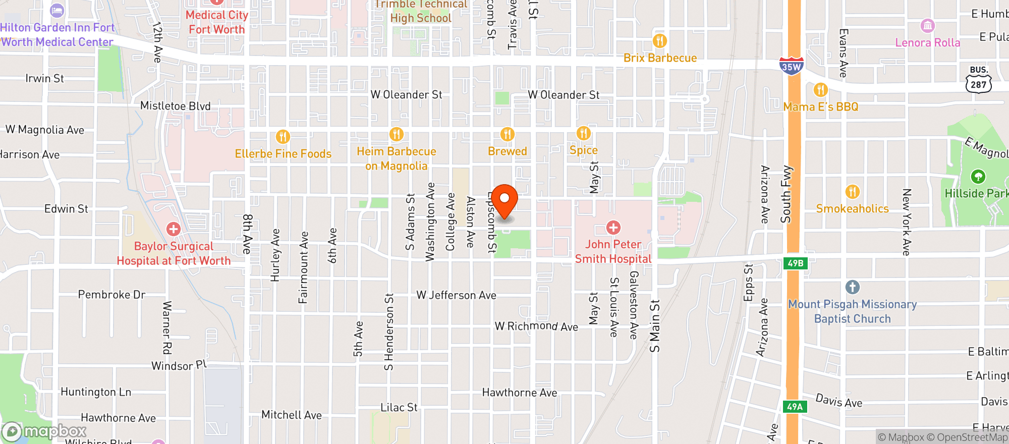 Map showing Southside Preservation Hall