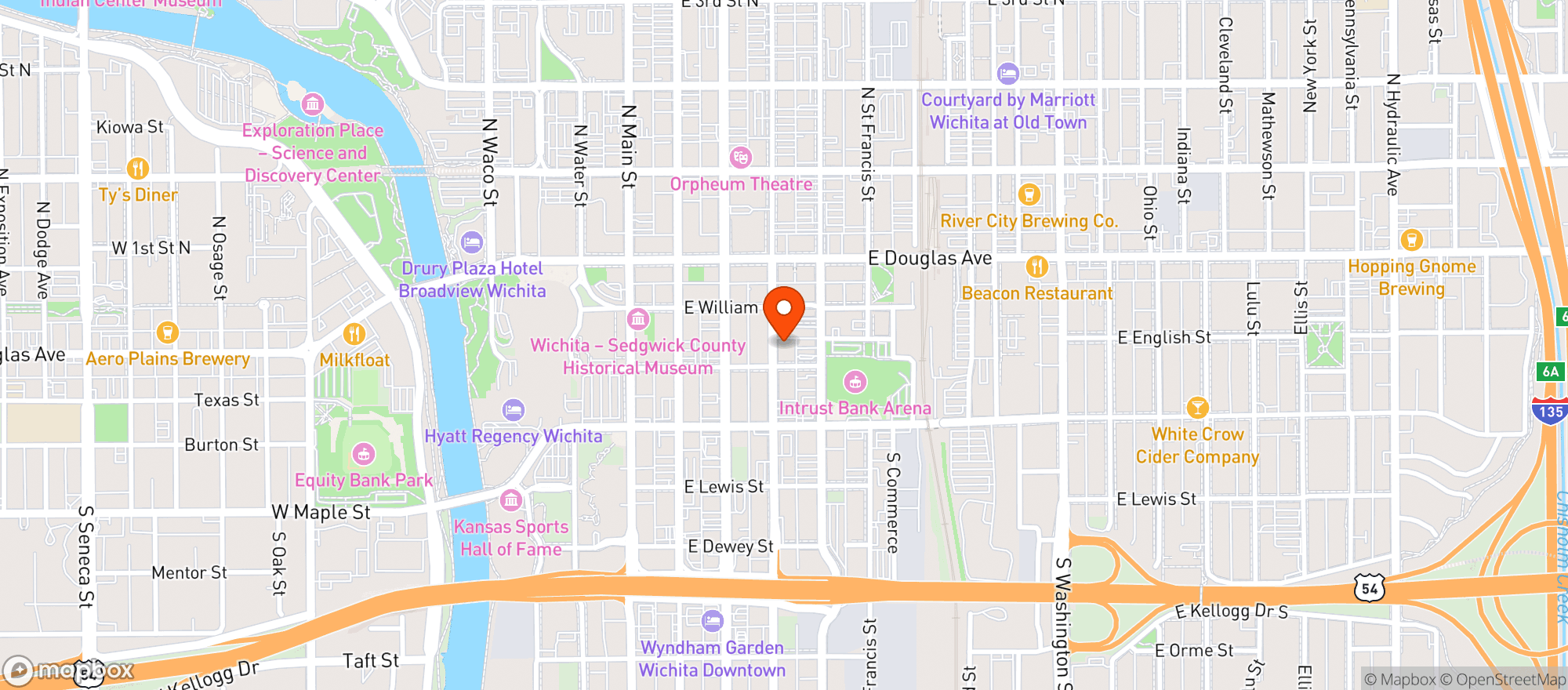 Map showing Brick + Mortar