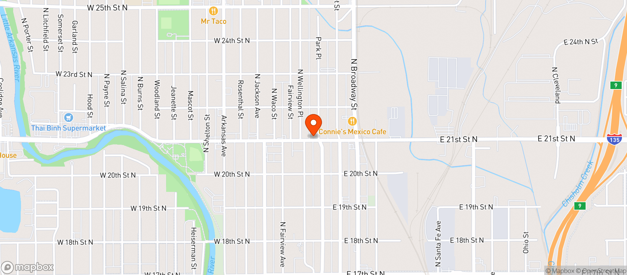 Map showing Pueblo Food Mart  & Tobac