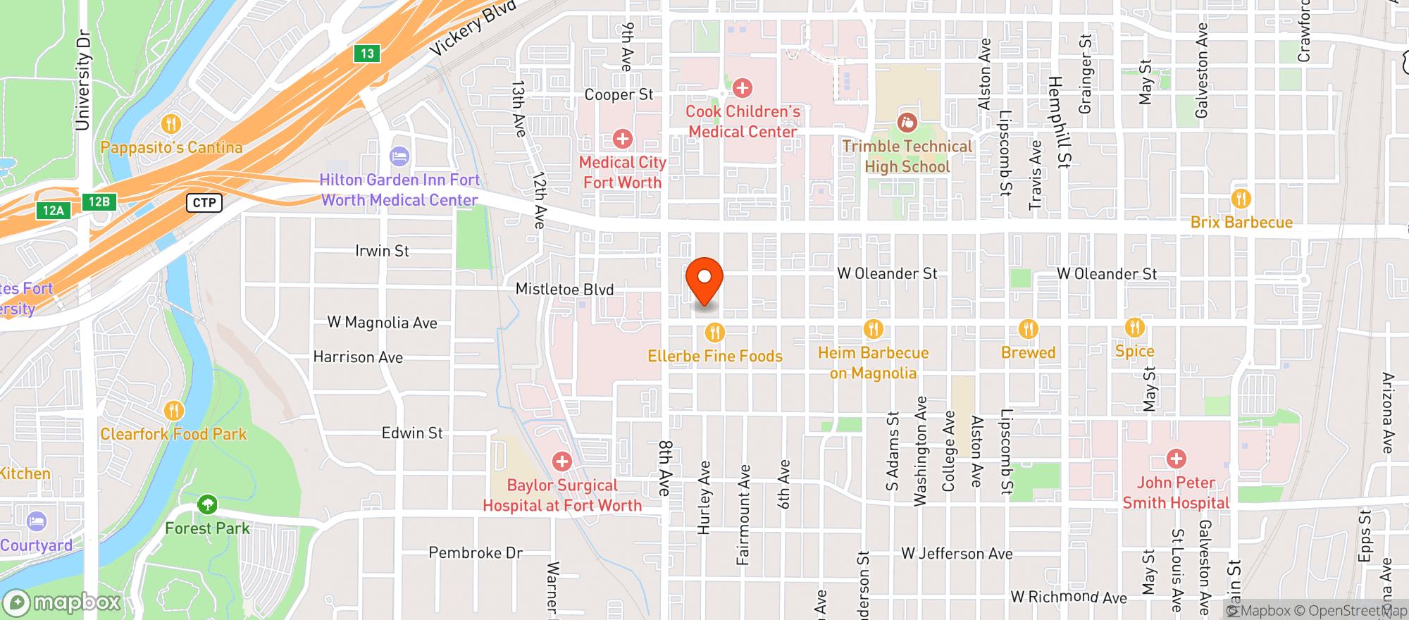 Map showing American Shaman - Ft Worth