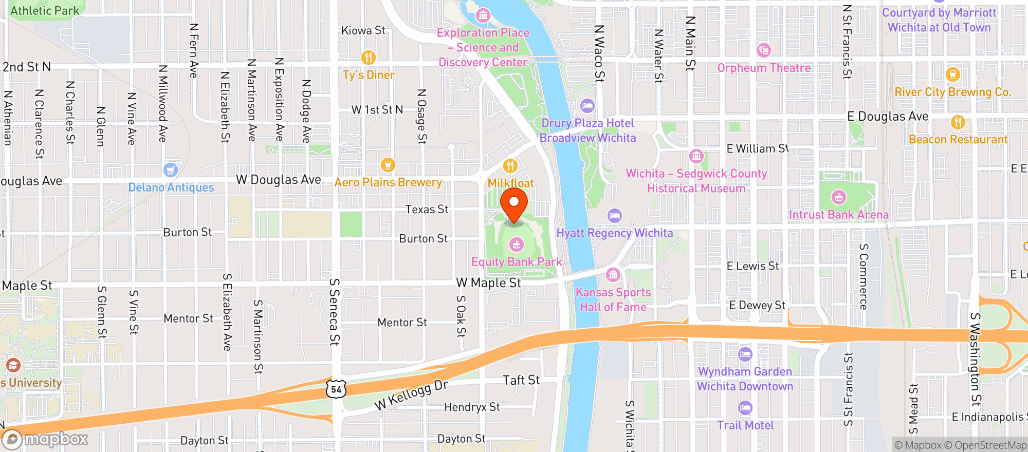Map showing Riverfront Stadium
