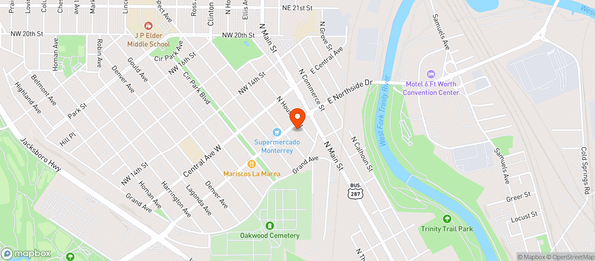 Map showing Northside Liquor - Fort Worth