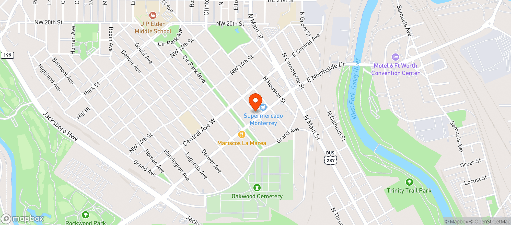 Map showing Super Mercado Monterrey