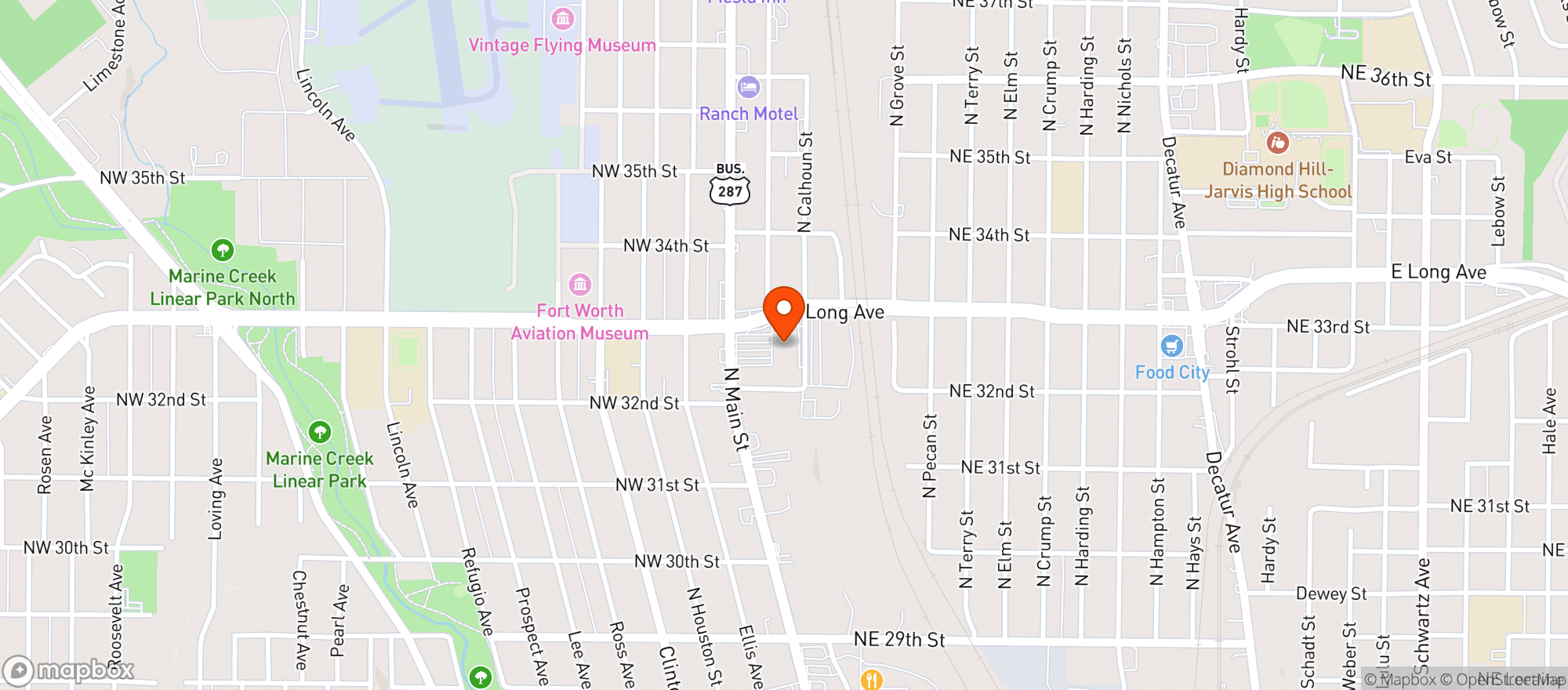 Map showing El Rancho Supermercado