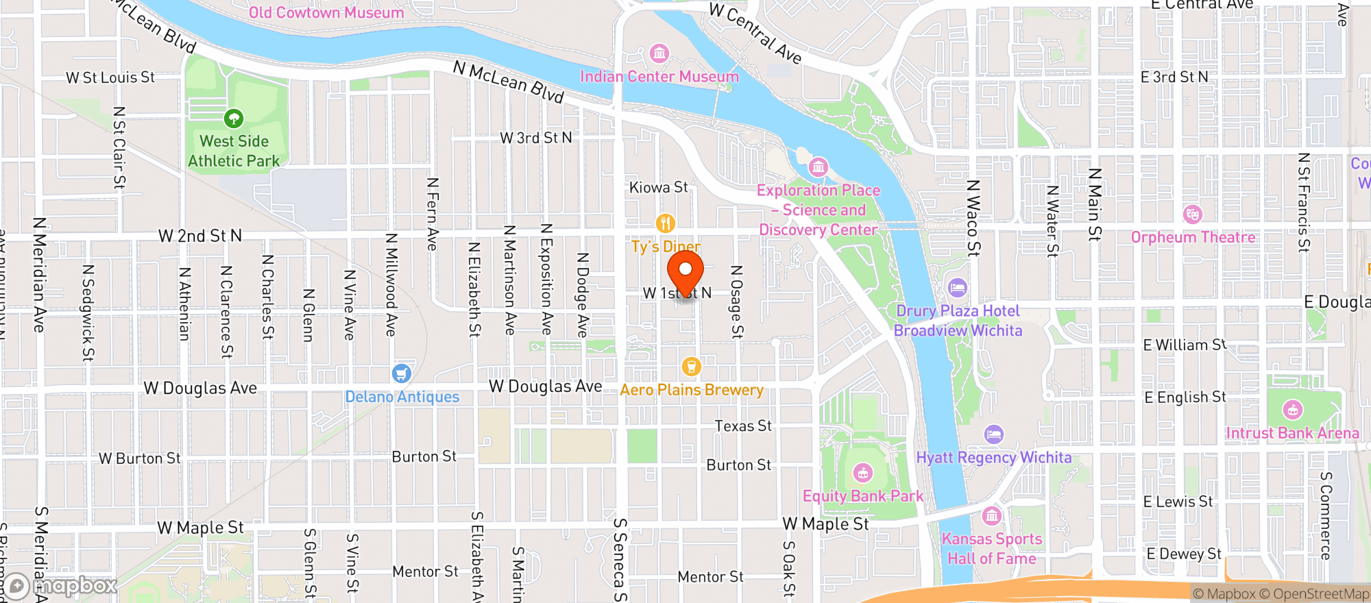 Map showing Door Dash