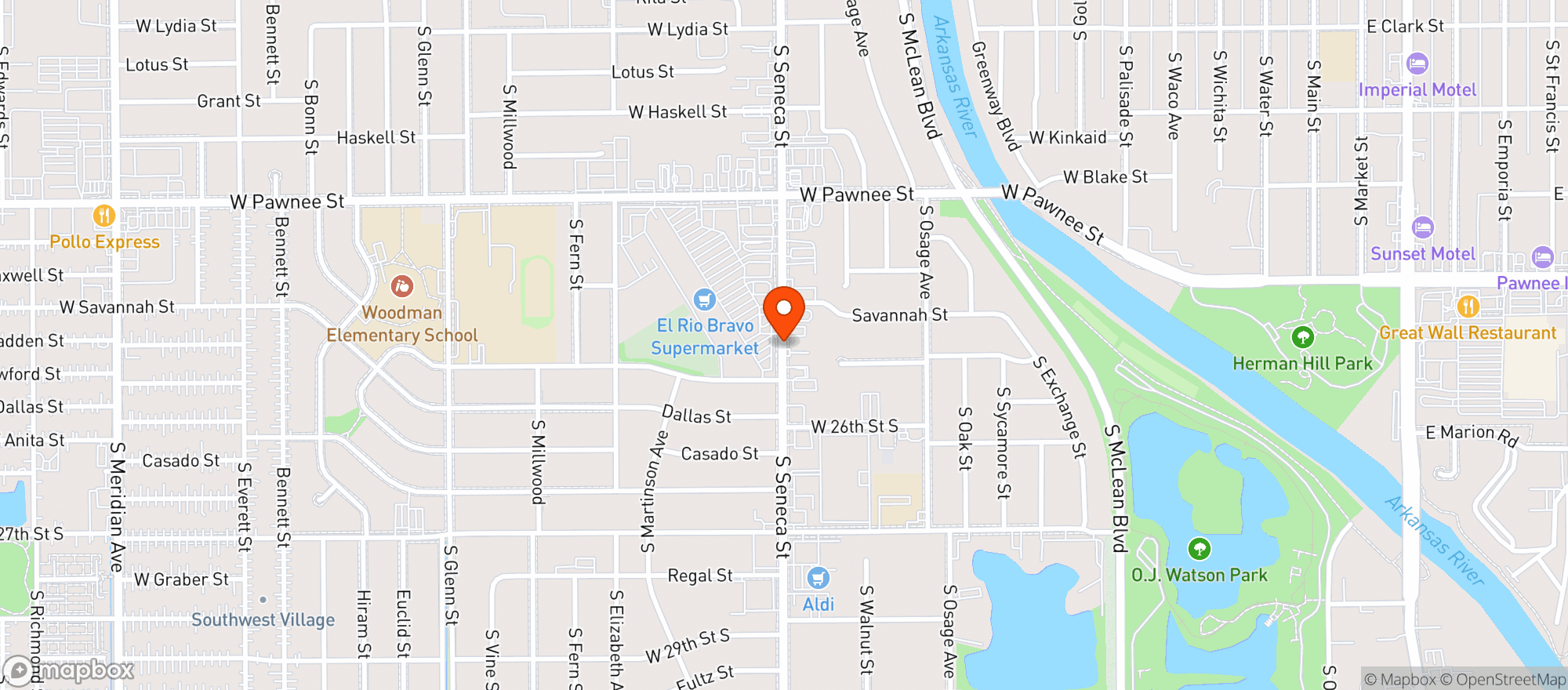 Map showing El Mexico Cafe