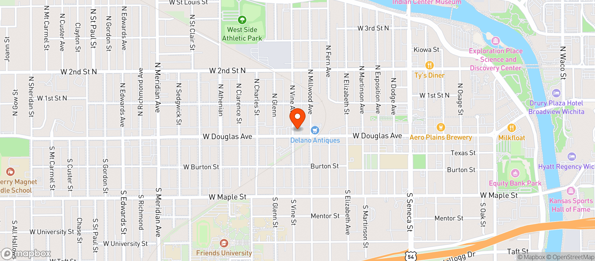 Map showing Shamrock Lounge