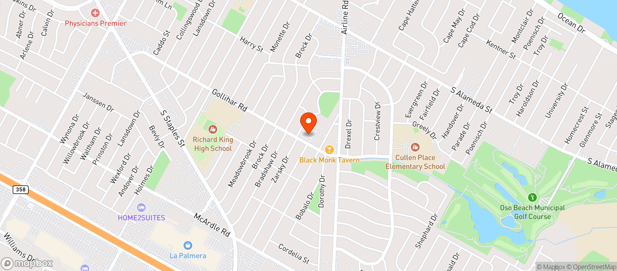 Map showing St. Pius X Church