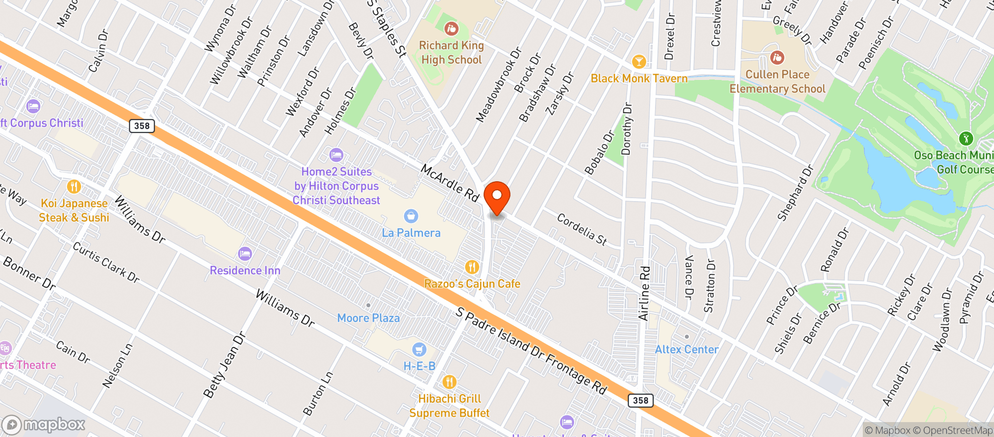 Map showing Grub Burger Bar
